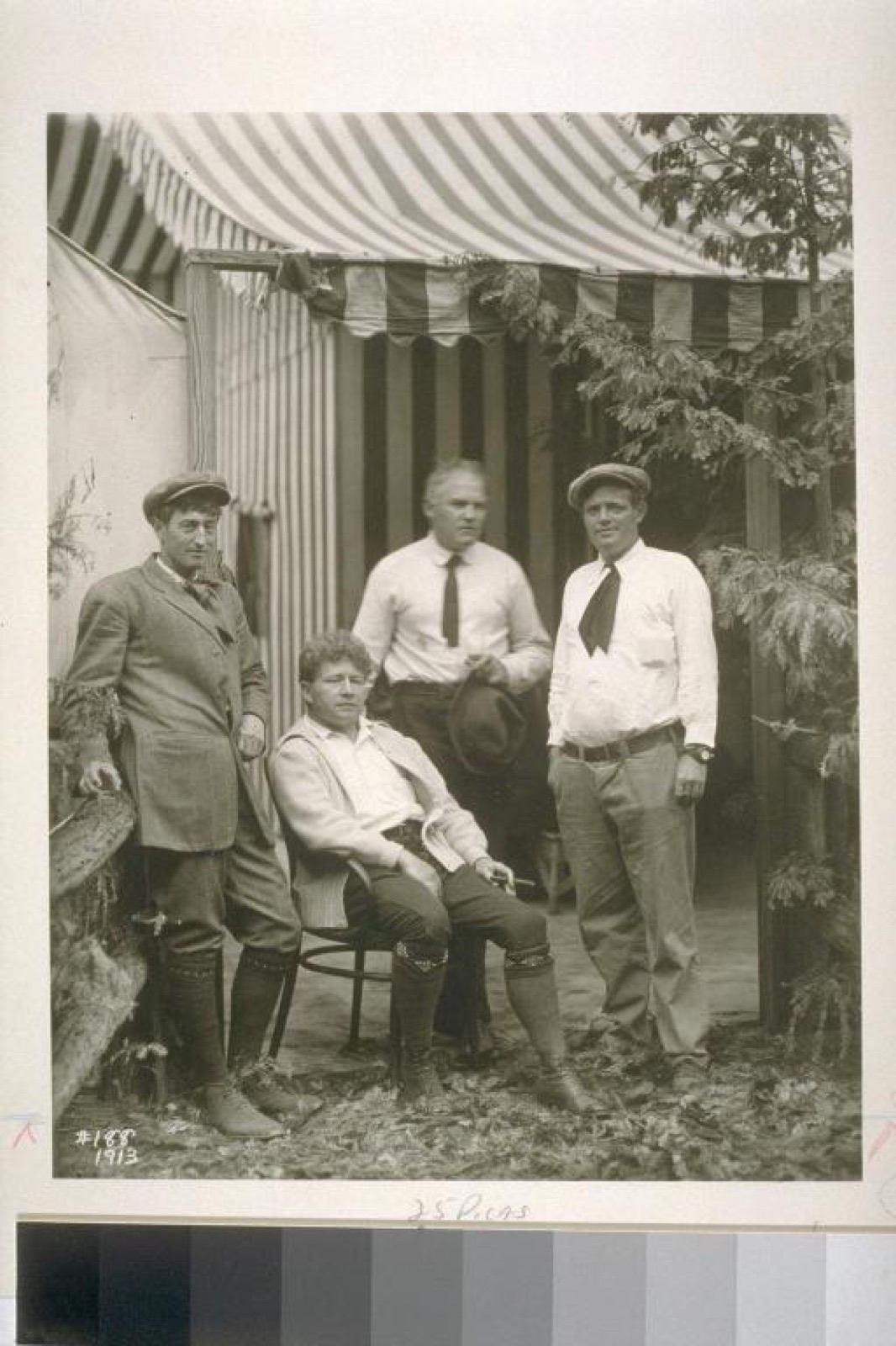 Jack London with George Sterling, James Hopper and Harry Leon Wilson at Bohemian Grove in 1913